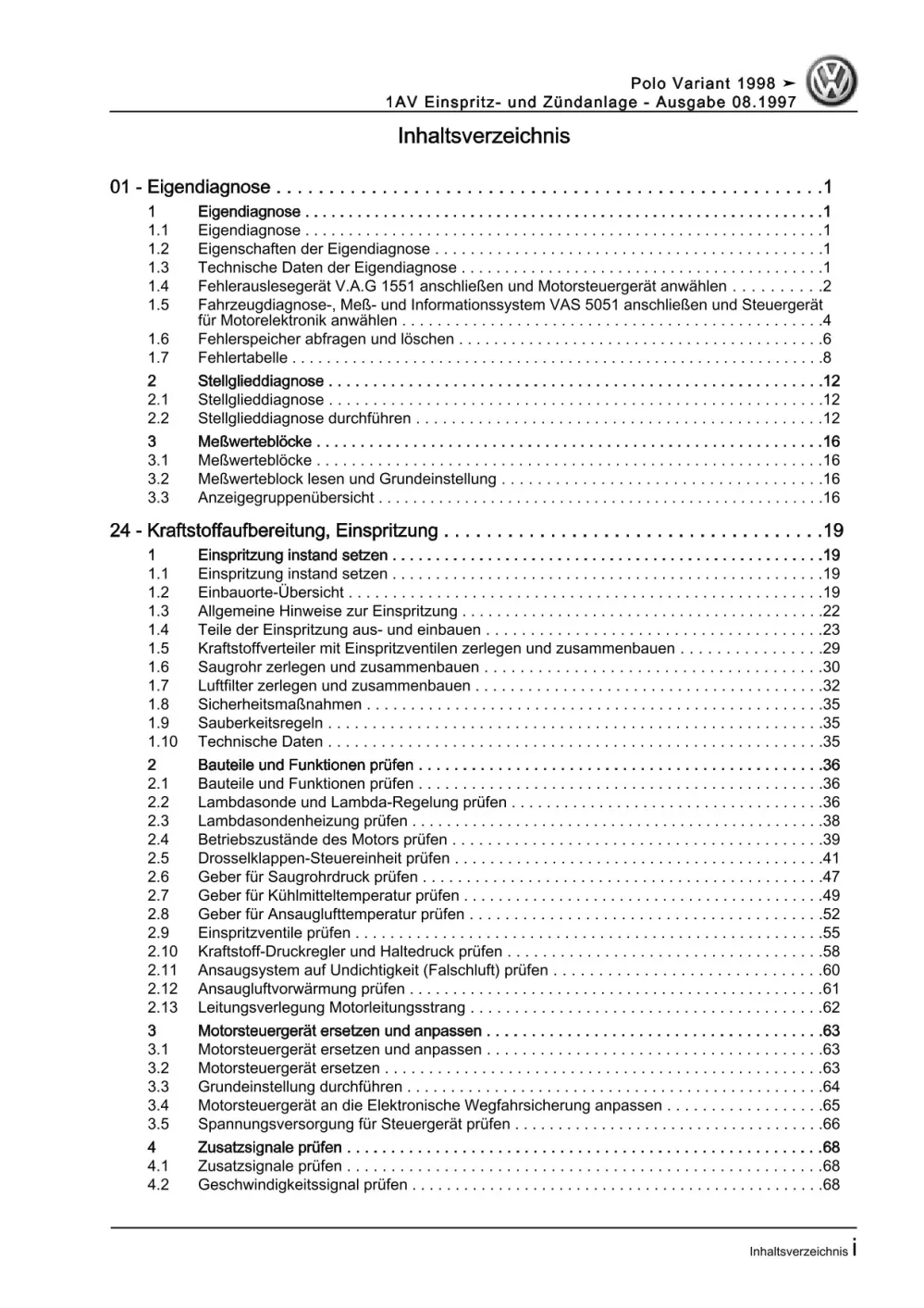 VW Caddy 9K 1995-2003 1AV Einspritz- Zündanlage 75 PS Reparauranleitung eBook