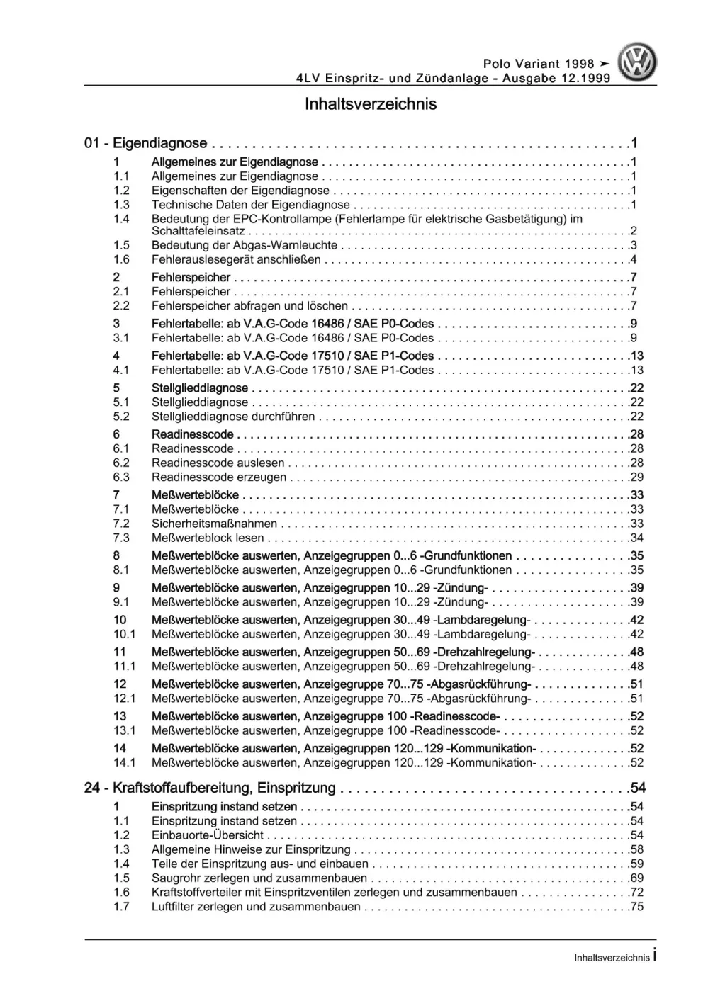 VW Caddy 9K 1995-2003 4LV Einspritz- Zündanlage 75 PS Reparauranleitung eBook