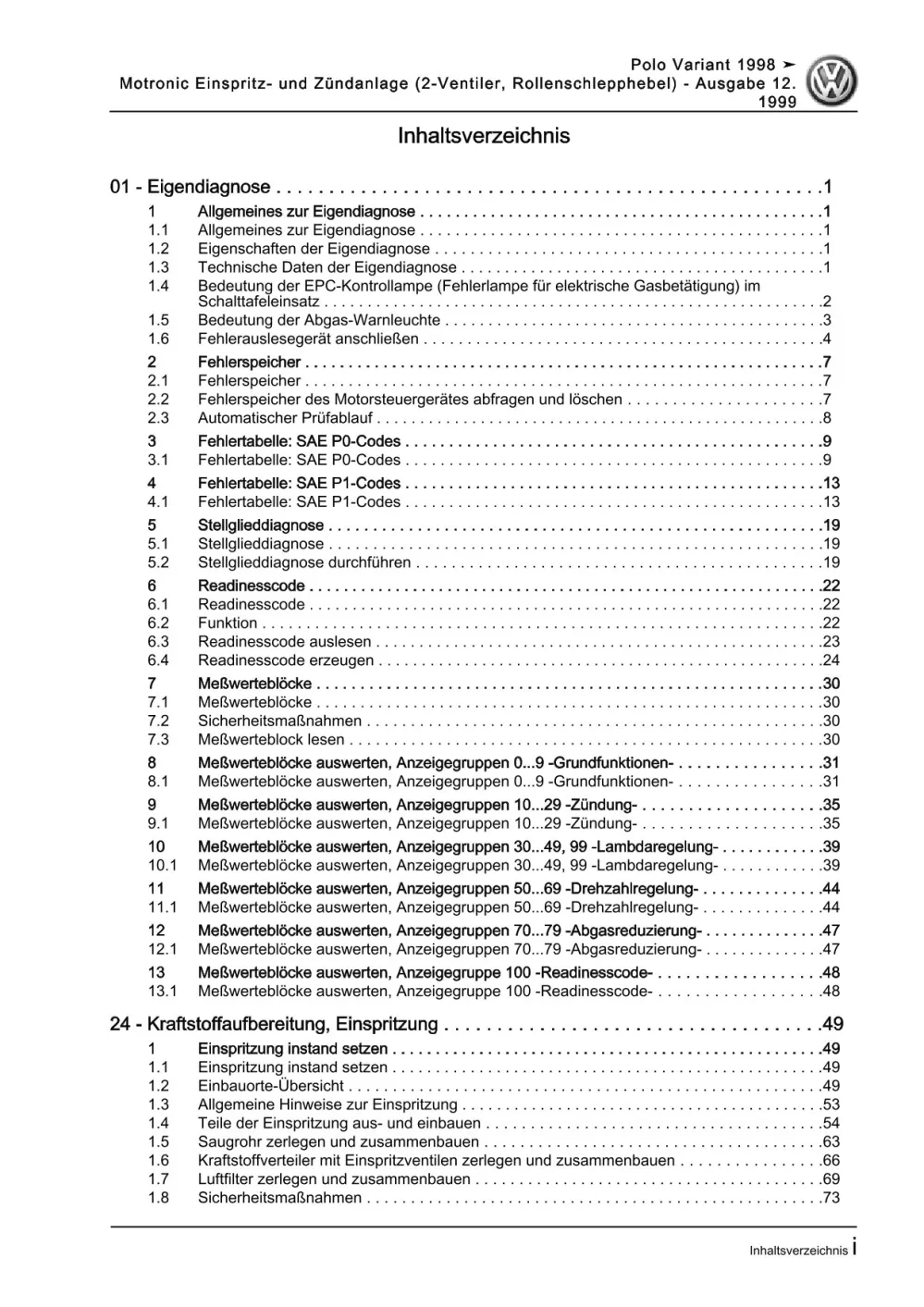 VW Caddy 9K (95-03) 60 PS Motronic Einspritz- Zündanlage Reparauranleitung eBook