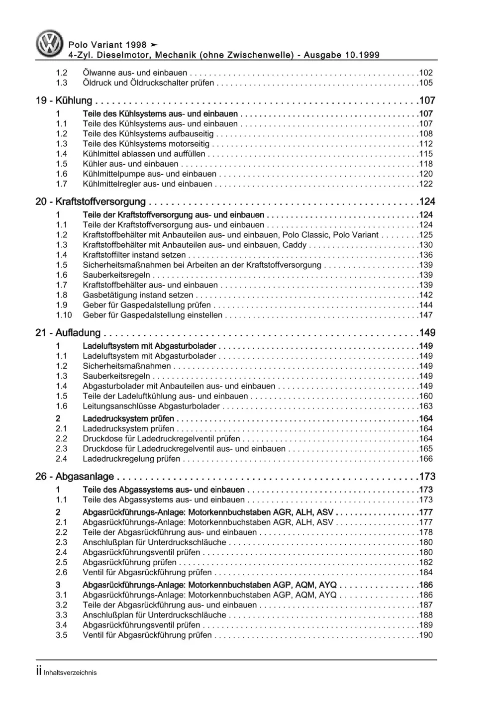 VW Caddy Typ 9K 1995-2003 Dieselmotor Mechanik 64-110 PS Reparauranleitung eBook