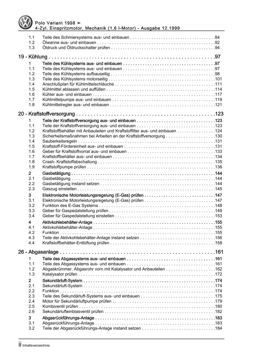 VW Caddy Typ 9K 1995-2003 Benzinmotor Mechanik 100 PS Reparaturanleitung eBook