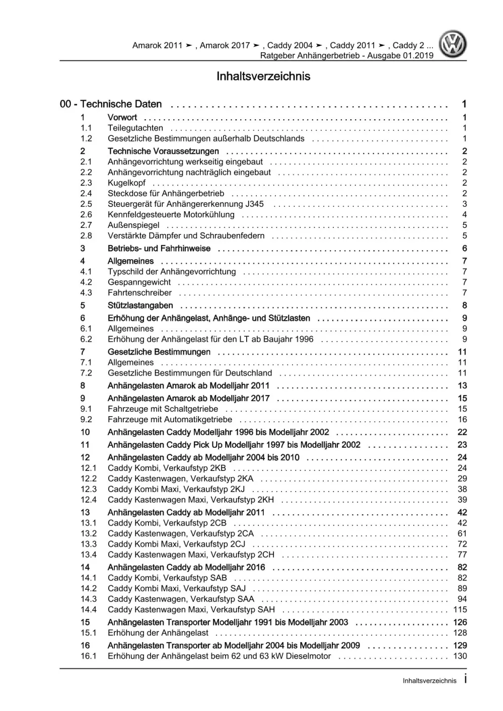 VW Caddy Pickup 9U 1996-2000 Ratgeber Anhängerbetrieb Reparaturanleitung eBook