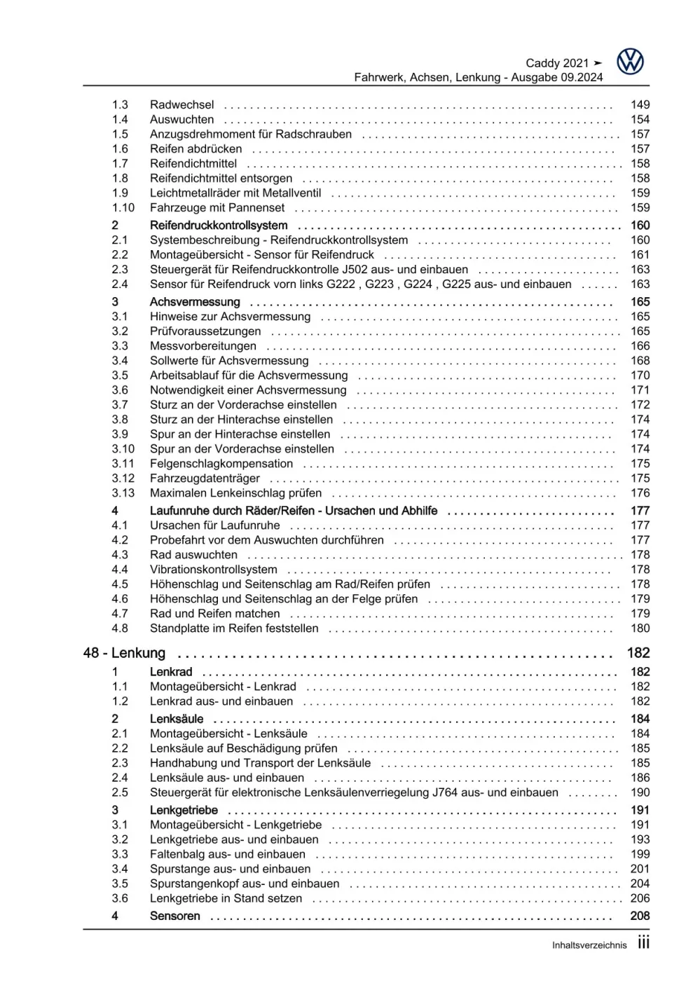 VW Caddy Typ SB ab 2020 Fahrwerk Achsen Lenkung Reparaturanleitung eBook