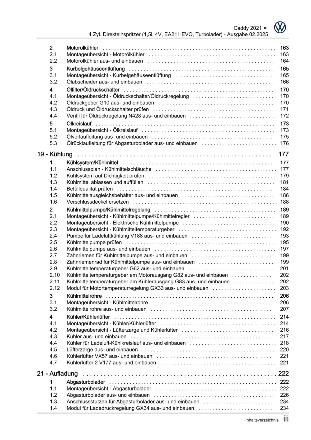 VW Caddy SB ab 2020 4-Zyl. Benzinmotor 1,5l 114-116 PS Reparaturanleitung eBook