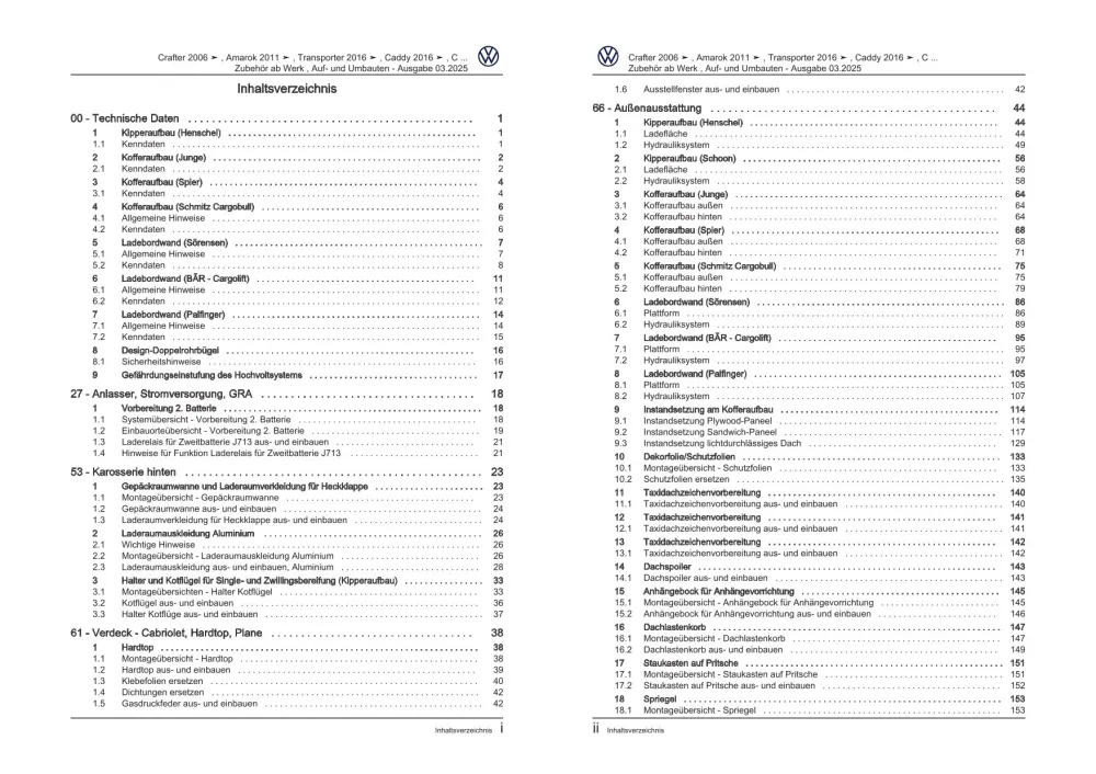 VW Caddy SB ab 2020 Zubehör ab Werk Auf- und Umbauten Reparaturanleitung eBook