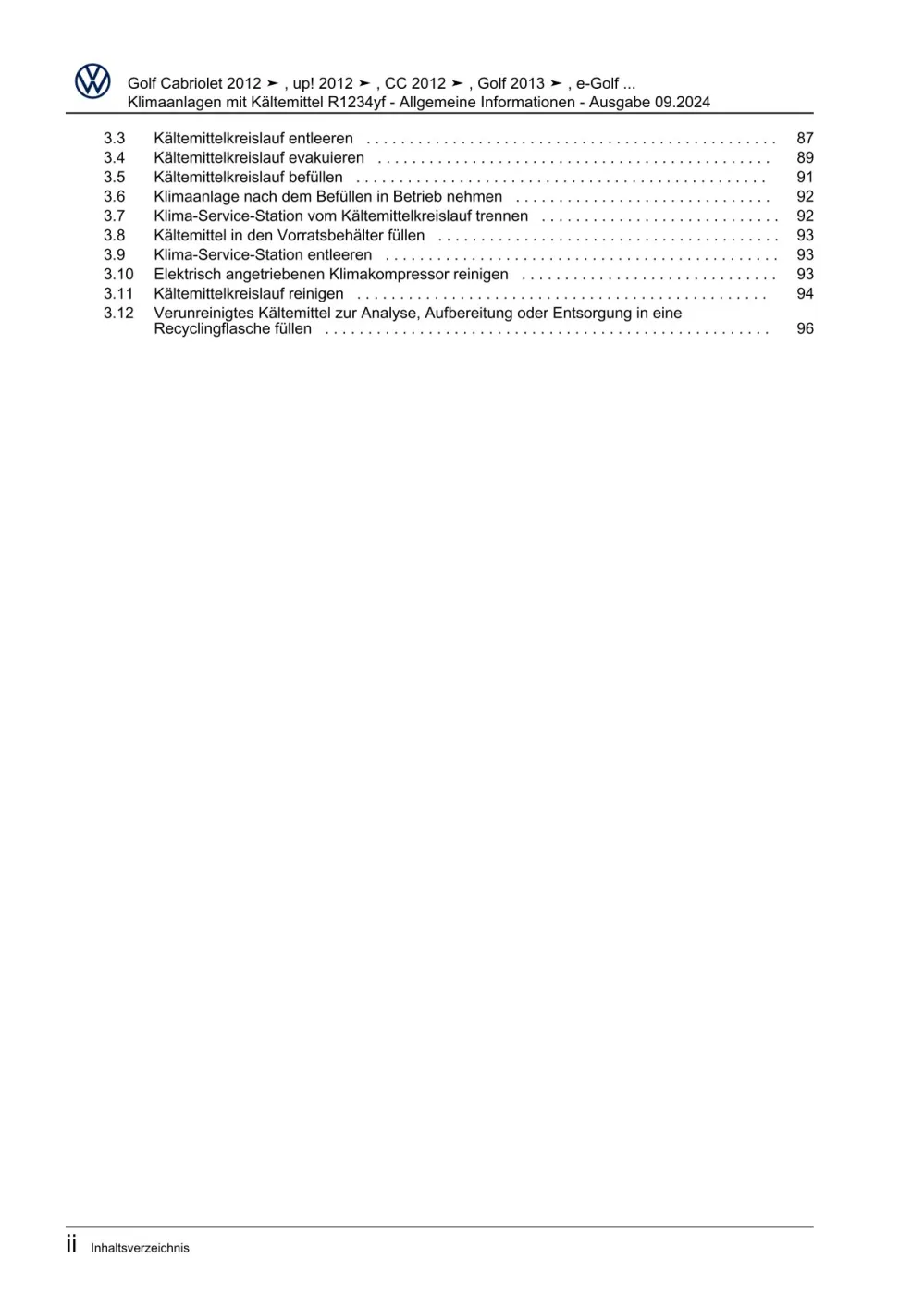 VW Caddy SB ab 2020 Klimaanlagen Kältemittel R1234yf Reparaturanleitung eBook