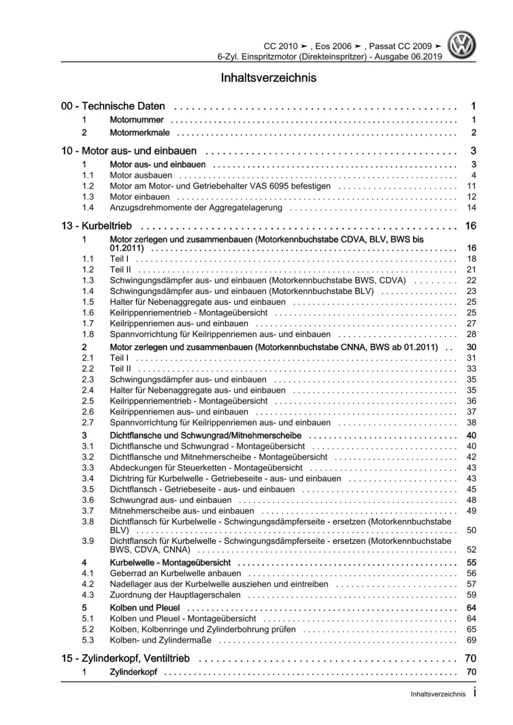 VW EOS 1F 2006-2015 6-Zyl. Benzinmotor 3,6l 260-300 PS Reparaturanleitung eBook