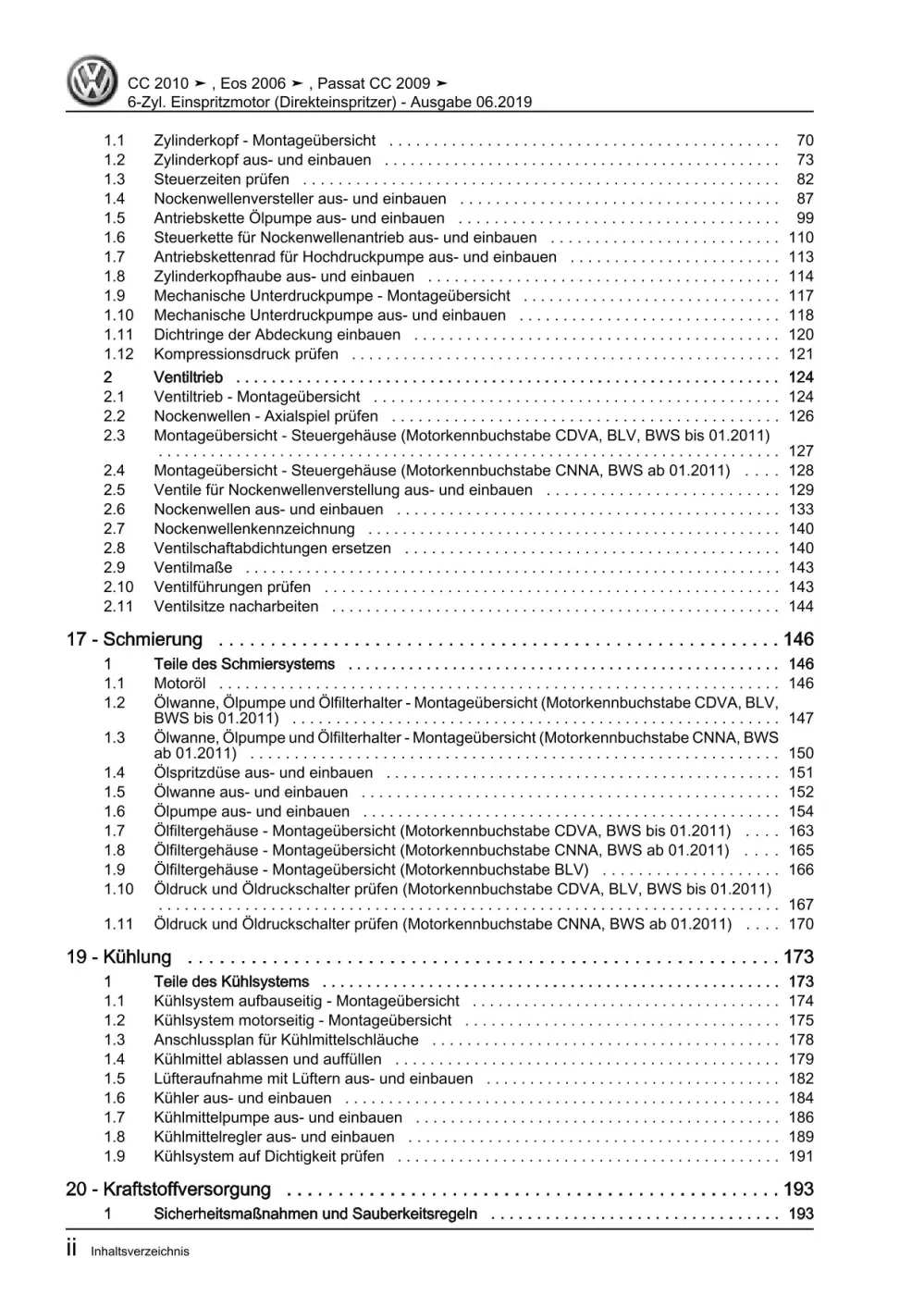 VW EOS 1F 2006-2015 6-Zyl. Benzinmotor 3,6l 260-300 PS Reparaturanleitung eBook