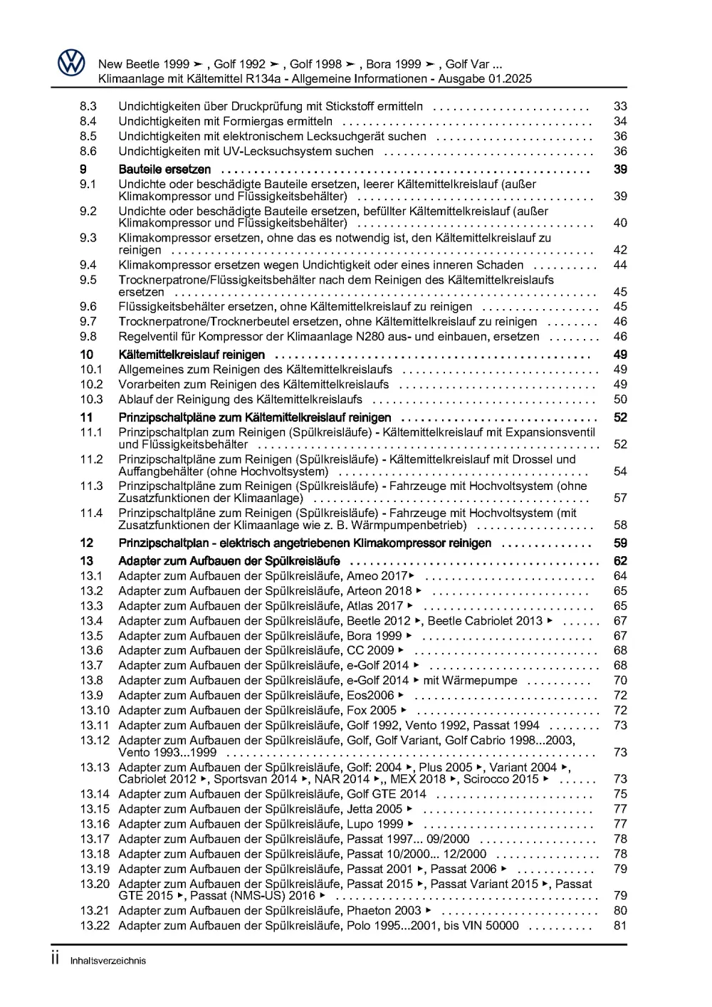 VW Golf 5 1K 2003-2008 Klimaanlagen Kältemittel R134a Reparaturanleitung eBook