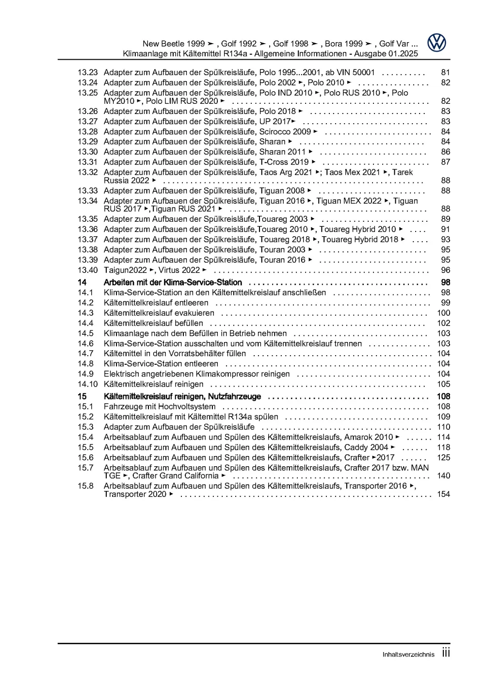 VW Golf 5 1K 2003-2008 Klimaanlagen Kältemittel R134a Reparaturanleitung eBook