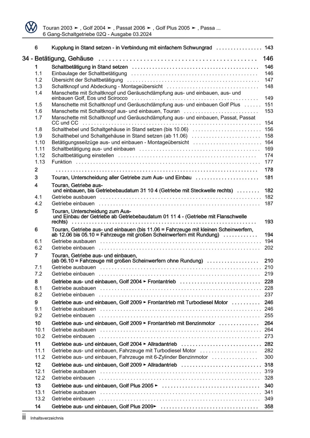VW Golf 6 Typ 5K 2008-2012 6 Gang Schaltgetriebe 02Q Reparaturanleitung eBook