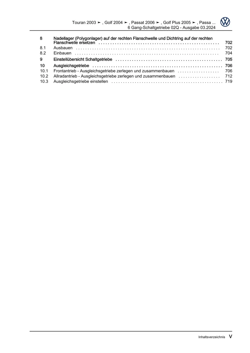 VW Golf 6 Typ 5K 2008-2012 6 Gang Schaltgetriebe 02Q Reparaturanleitung eBook