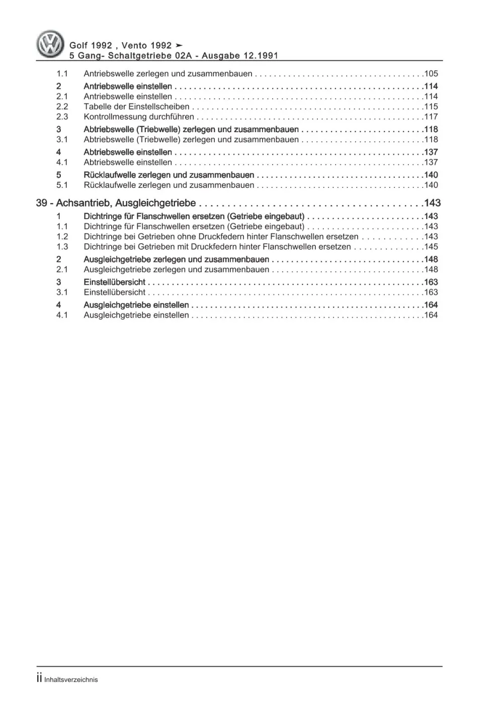 VW Golf 3 Variant 1H (93-99) 5 Gang Schaltgetriebe 02A Reparaturanleitung eBook