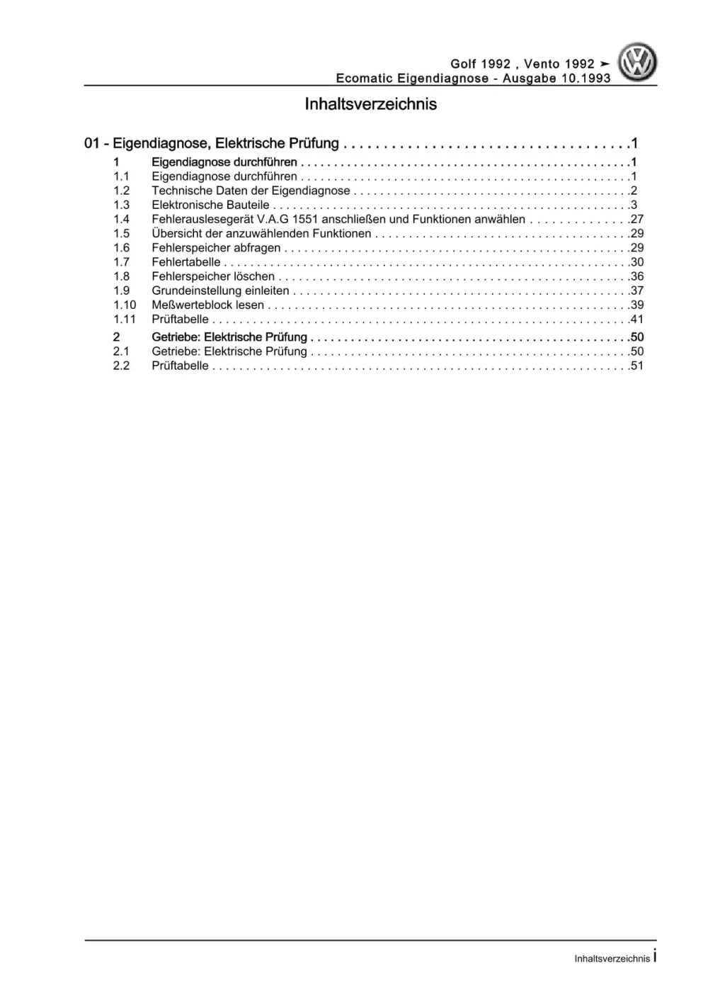 VW Golf 3 Variant 1H 1993-1999 Ecomatic Eigendiagnose Reparaturanleitung eBook