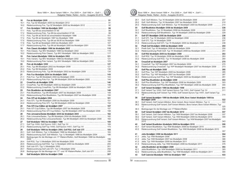 VW Golf 3 Variant 1H 93-99 Ratgeber Räder Reifen Archiv Reparaturanleitung eBook