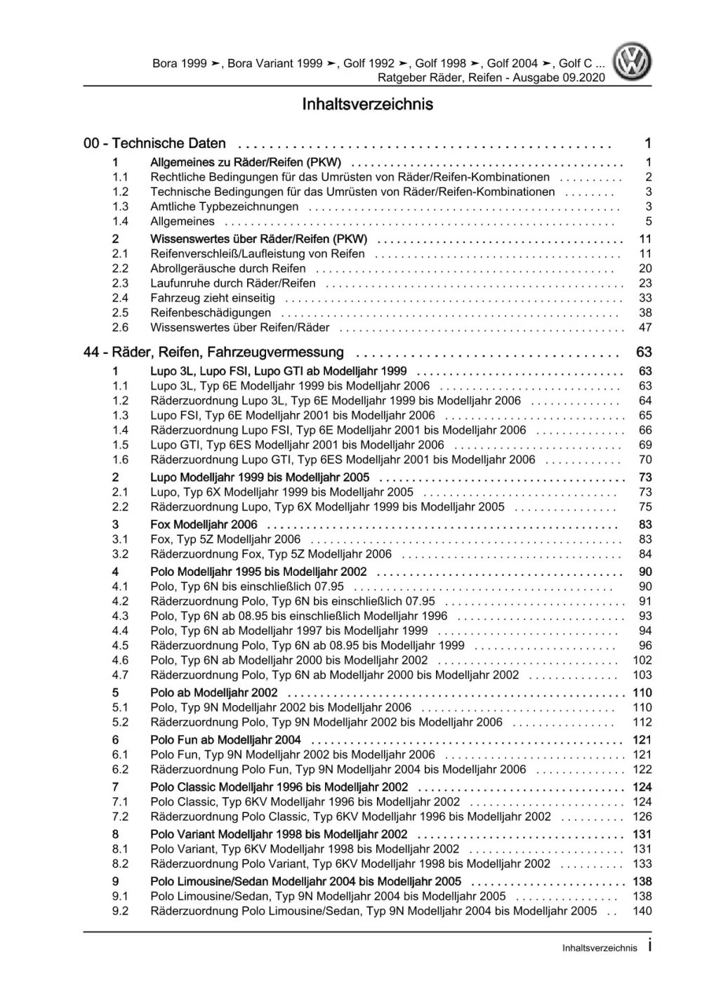 VW Golf 4 Variant 1J 1999-2006 Ratgeber Räder Reifen Reparaturanleitung eBook