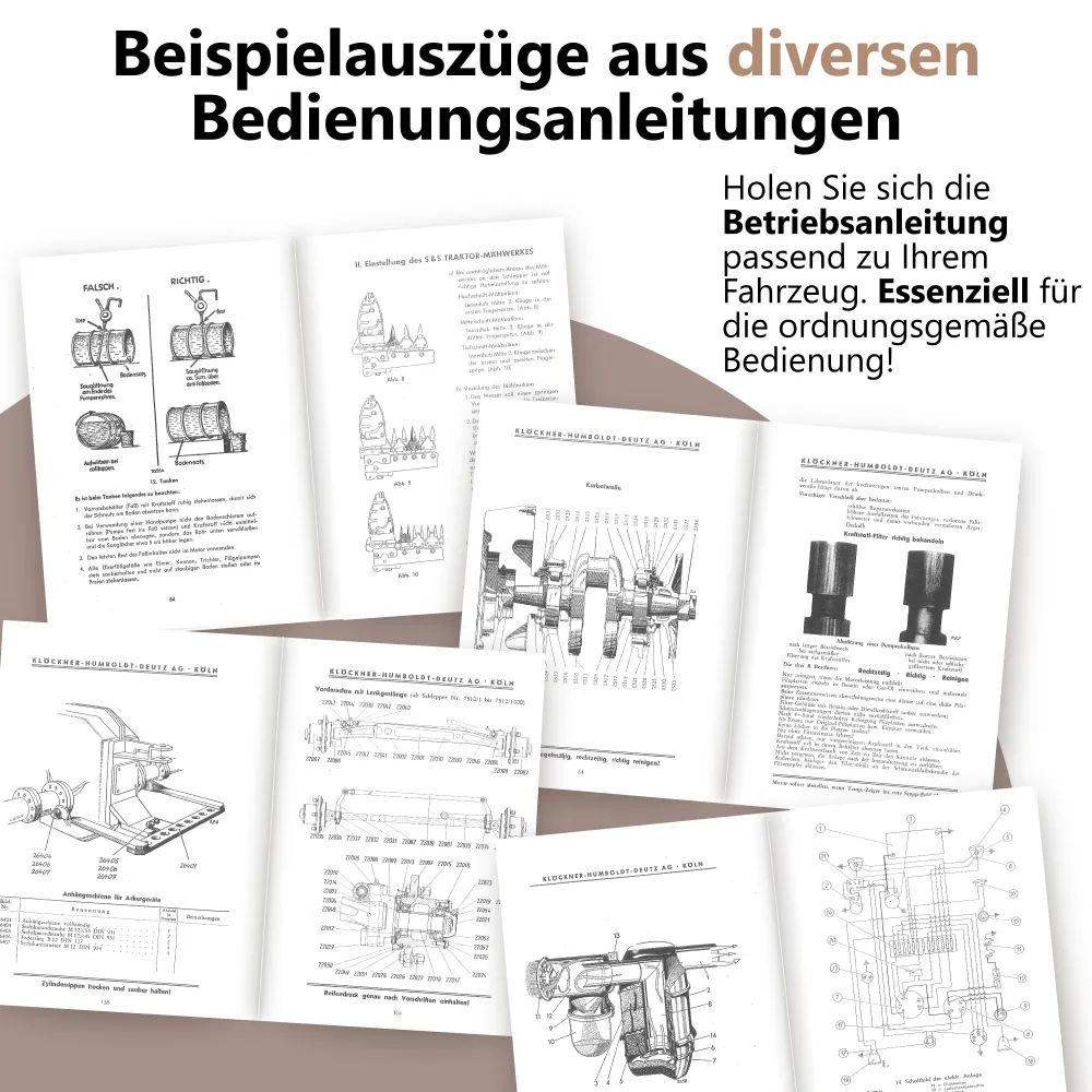 Betriebsanleitungen sind essenziell, um Ihr Fahrzeug richtig zu bedienen. Hier sehen Sie einige beispielhafte Auszüge verschiedener Bedienungsanleitungen.