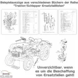 Ersatzteillisten bzw. Ersatzteilkataloge sind zwingend erforderlich, wenn es um die Beschaffung der originalen Ersatzteile geht. Alle Teile am Schlepper/Traktor werden mit übersichtlichen Explosionszeichnungen durchnummeriert und können in den zugehörigen Tabellen leicht abgelesen werden. Diese reproduzierten Bücher vom Eil-Bulldog Versand sind qualitativ sehr hochwertig und stehen dem Original in nichts nach.