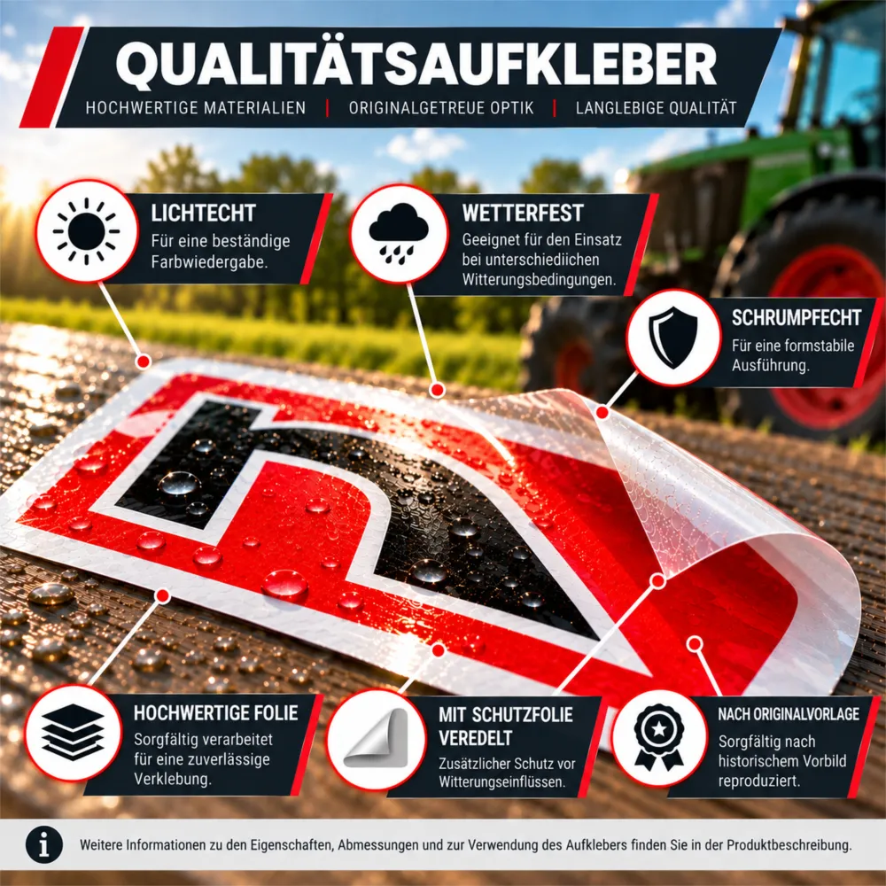 Qualitätsaufkleber für Traktoren und Landmaschinen - lichtecht, wetterfest und nach Originalvorlage reproduziert