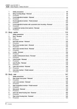 Audi A2 type 8Z 1999-2005 body repairs workshop manual eBook pdf file