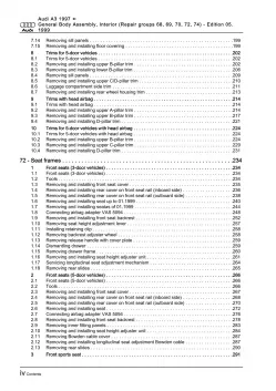 Audi A3 8L 1996-2006 general body repairs interior repair workshop manual eBook