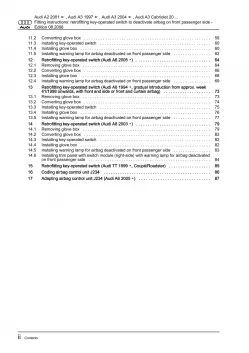 Audi A3 8L 1996-2006 retrofitting key-operated switch fitting instructions eBook