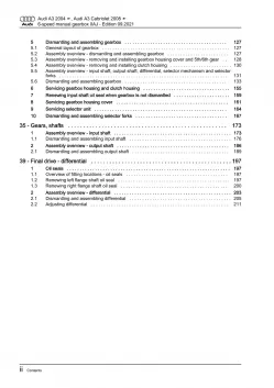 Audi A3 8P 2003-2012 6 speed manual gearbox 0AJ repair workshop manual eBook