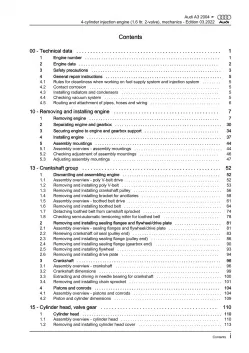 Audi A3 type 8P 2003-2012 injection engine mechanics 102 hp repair manual eBook