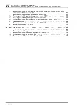 Audi A3 8P (03-12) tdi injection glow plug system 136-170 hp repair manual eBook