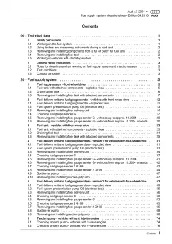 Audi A3 type 8P 2003-2012 fuel supply system diesel engines repair manual eBook