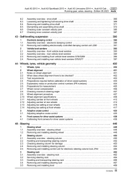 Audi A3 8V 2012-2020 running gear axles steering repair workshop manual eBook