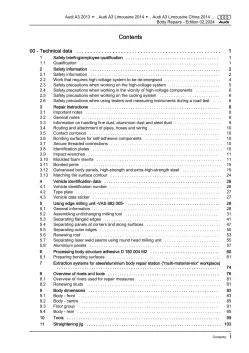 Audi A3 type 8V 2012-2020 body repairs workshop manual eBook pdf download