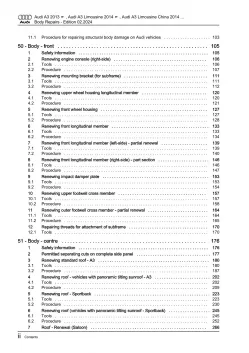 Audi A3 type 8V 2012-2020 body repairs workshop manual eBook pdf download