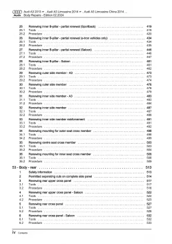 Audi A3 type 8V 2012-2020 body repairs workshop manual eBook pdf download