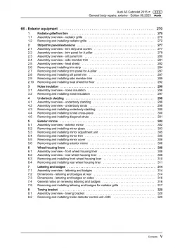 Audi A3 Cabrio 8V 2014-2020 general body repairs exterior repair manual eBook