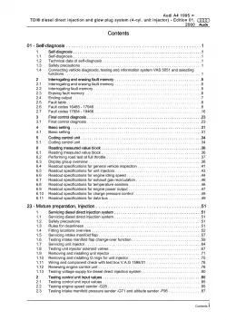 Audi A4 8D (94-02) direct injection glow plug system 115 hp repair manual eBook