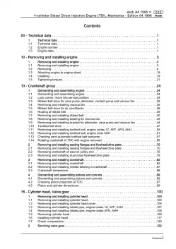 Audi A4 8D (94-02) 4-cyl. diesel engine mechanics 75-110 hp repair manual eBook