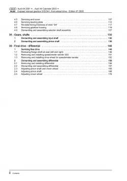 Audi A4 8E 2000-2008 6 speed manual gearbox 01E 0A1 repair workshop manual eBook