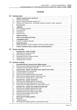 Audi A4 8E 2000-2008 5 speed automatic gearbox 01V repair workshop manual eBook