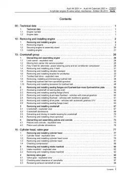 Audi A4 8E 2000-2008 injection engine mechanics 150-190 hp repair manual eBook