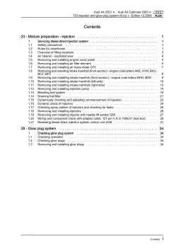 Audi A4 8E 2000-2008 direct injection glow plug system 2.5l repair manual eBook