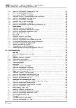 Audi A4 8W 2015-2019 running gear axles steering repair workshop manual eBook