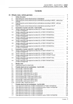 Audi A4 type 8W 2015-2019 wheels and tyres repair workshop manual eBook pdf