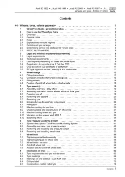 Audi A4 type 8W 2015-2019 wheels tyres general info repair workshop manual eBook