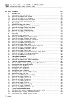 Audi A4 8W 2015-2019 general body repairs interior repair workshop manual eBook