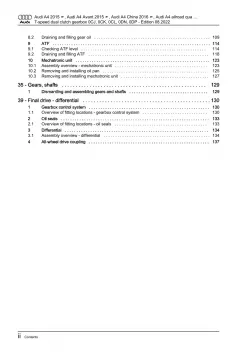 Audi A4 8W 2015-2019 7 speed dual clutch gearbox repair workshop manual eBook