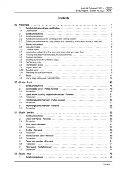 Audi A4 Cabriolet type 8H 2002-2009 body repairs workshop manual eBook pdf