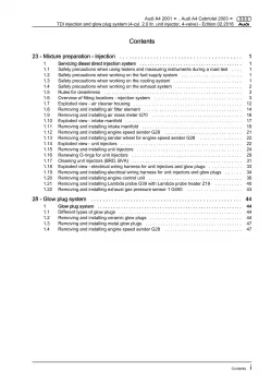 Audi A4 Cabrio (02-09) direct injection glow plug system 2.0l repair manual pdf