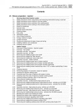 Audi A4 Cabrio (02-09) direct injection glow plug system 2.7l repair manual pdf