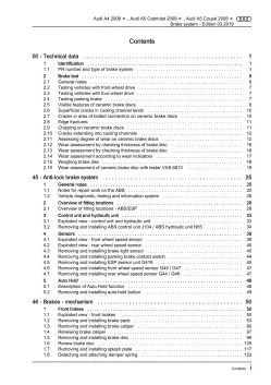 Audi A5 Cabriolet 8F 2009-2016 brake systems repair workshop manual eBook pdf